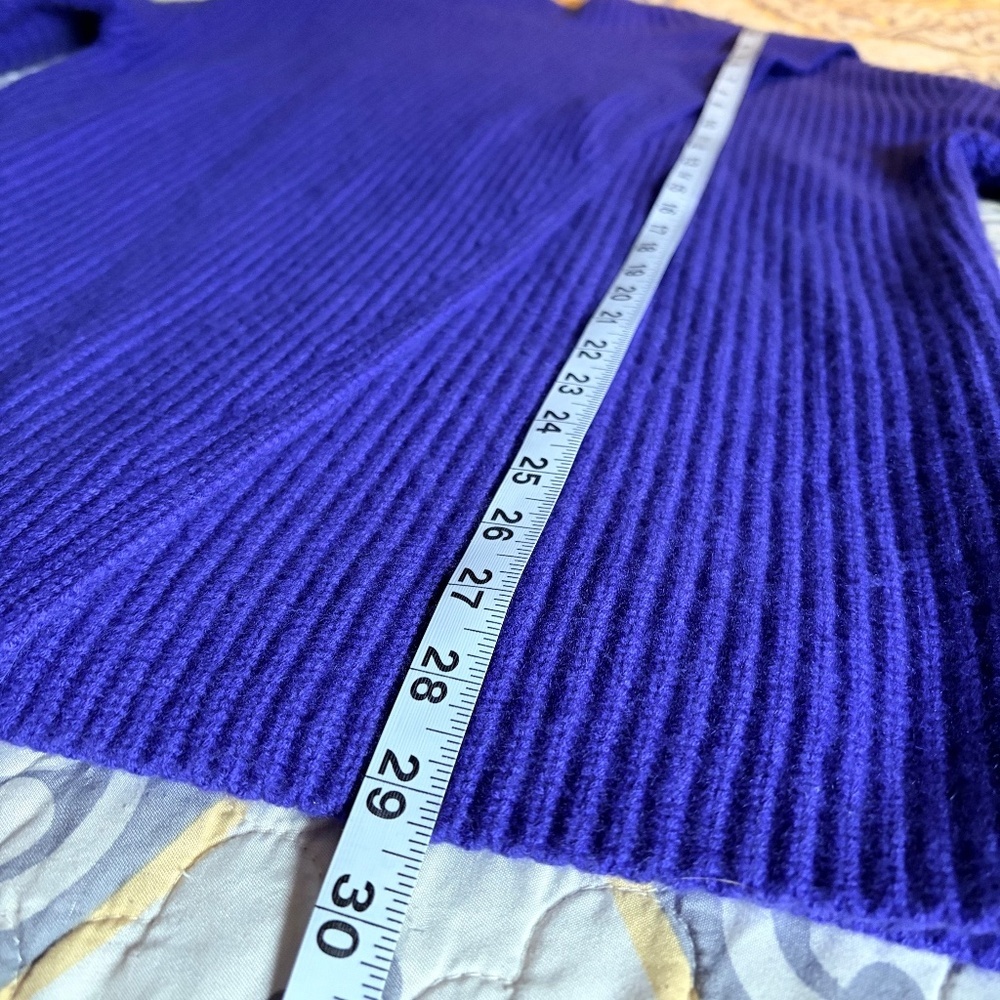 Athleta Wool, Cashmere Purple Azalea Chunky Mock Neck Cross over Sweater, Medium - Picture 9 of 11